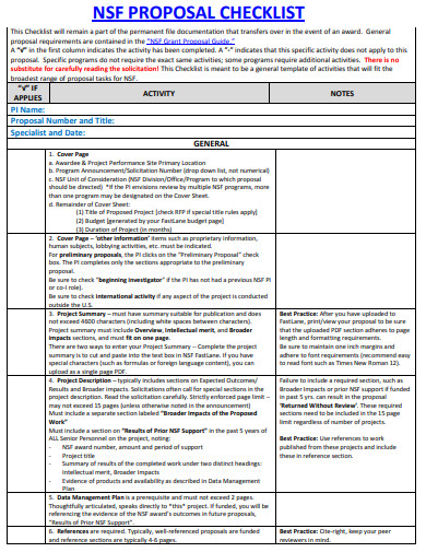 nsf proposal checklist