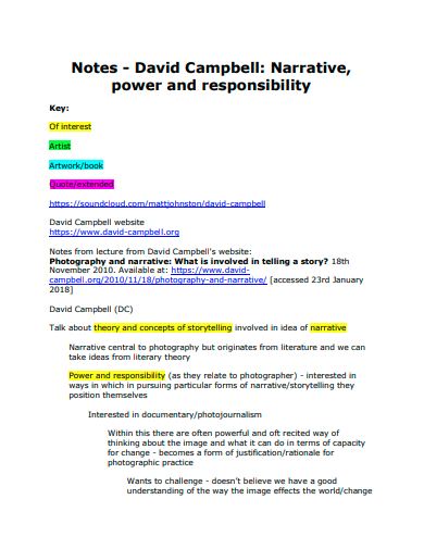 narrative notes in pdf