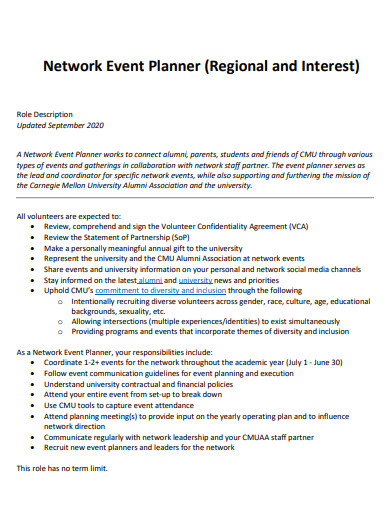 network event planner