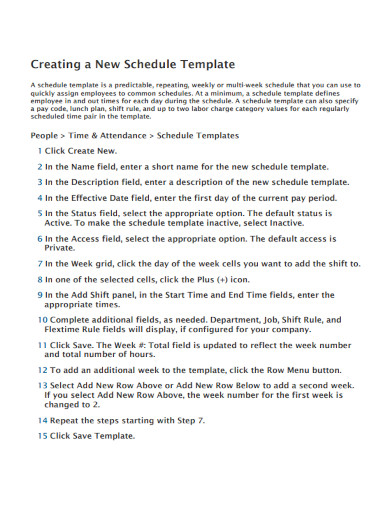 new employee schedule template