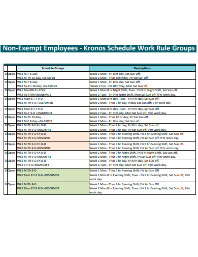 non exempt employees schedule