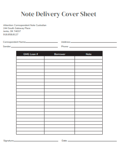 note delivery cover sheet