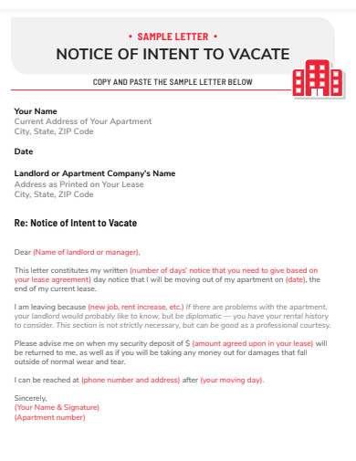 notice of intent to vacate letter