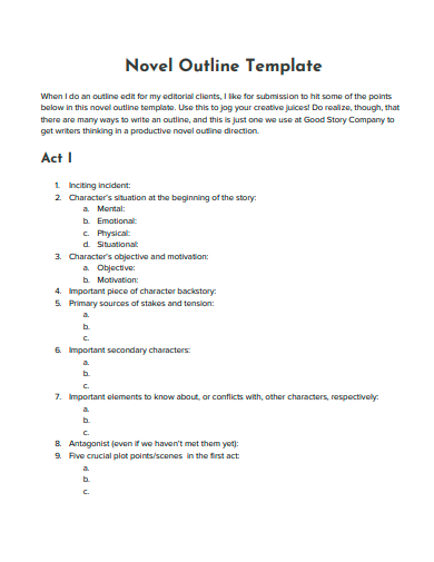 novel outline template