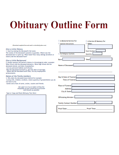 obituary outline form