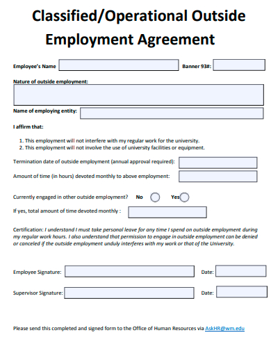 operational outside employment agreement