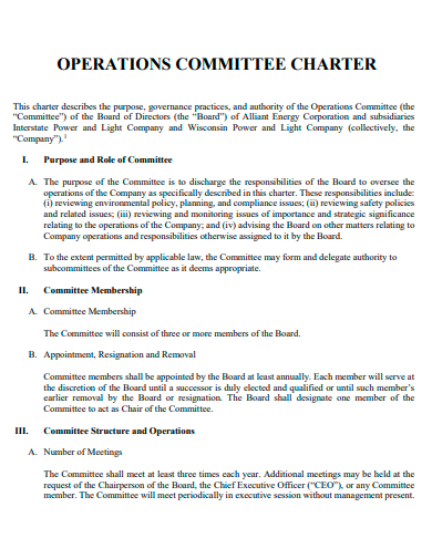 operations committee charter
