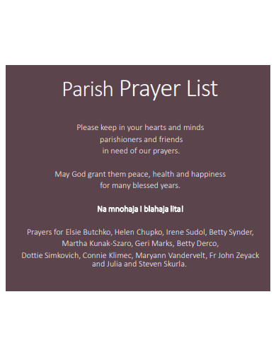 parish prayer list