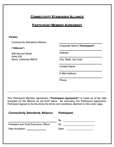 participant member agreement