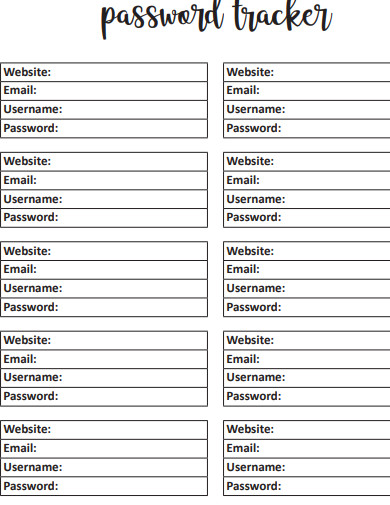 password tracker example