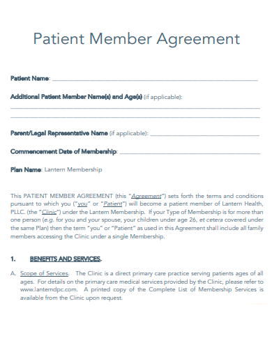 patient member agreement