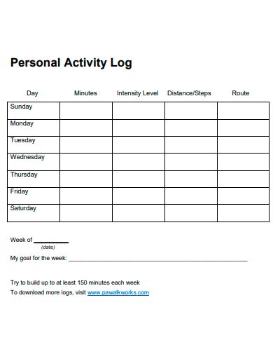 personal activity log