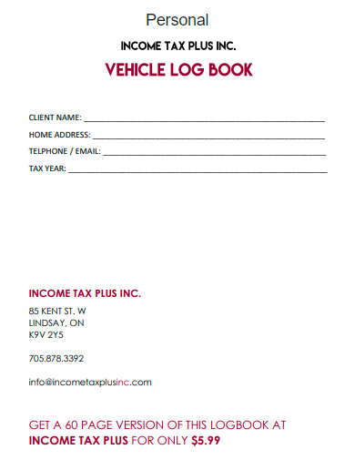 personal vehicle log book