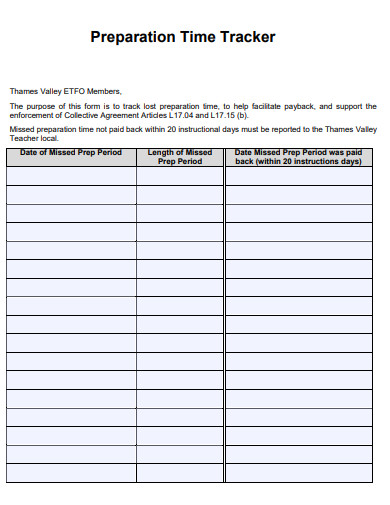 preparation time tracker