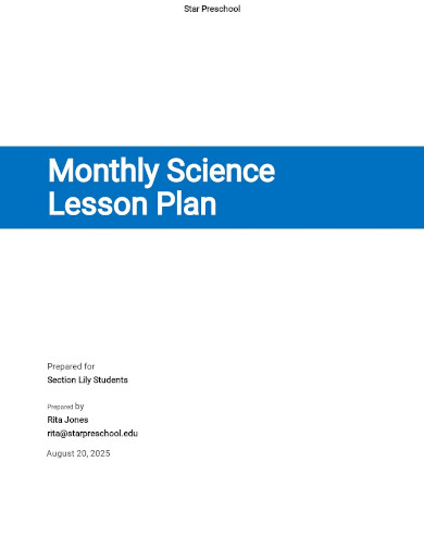 preschool monthly lesson plan