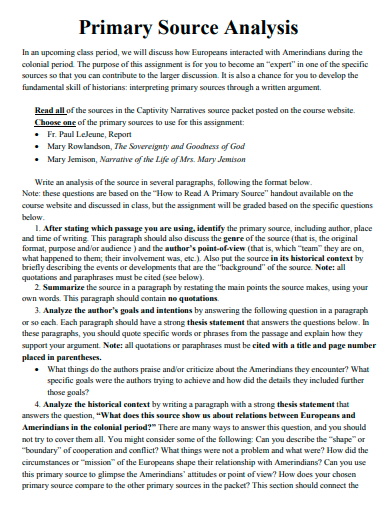 FREE 10 Primary Source Analysis Samples In PDF