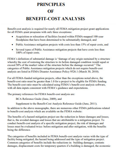 principles of benefit cost analysis