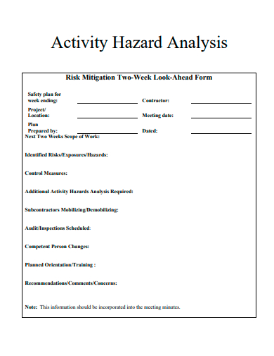 printable activity hazard analysis