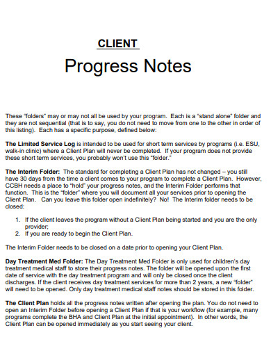 printable client progress note