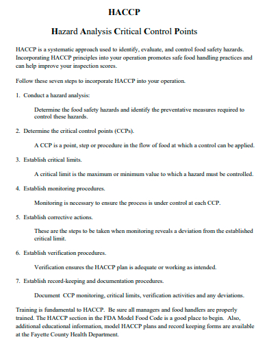 FREE 10+ HACCP Hazard Analysis Samples In PDF