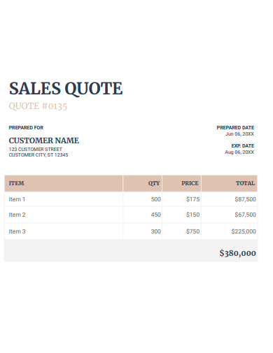 printable sales quote