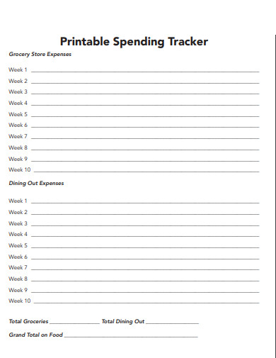 printable spending tracker