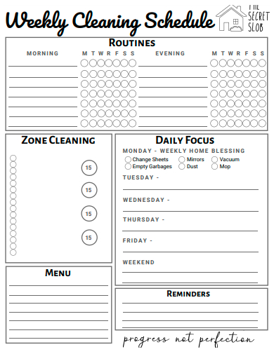 printable weekly cleaning schedule