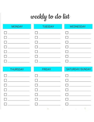printable weekly to do list template