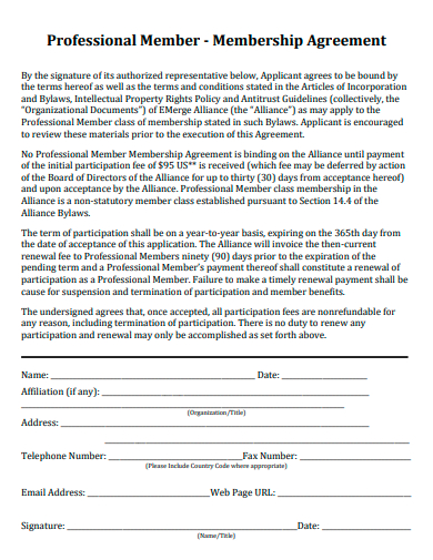 professional member membership agreement