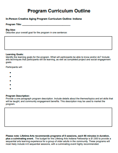 program curriculum outline