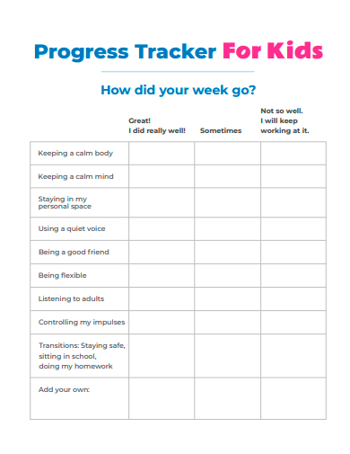 progress tracker for kids