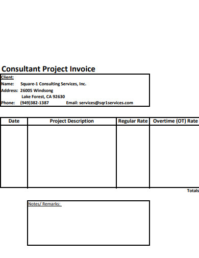 project invoice for consulting services