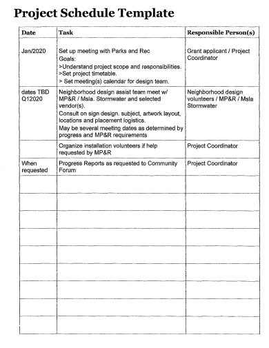 project schedule template