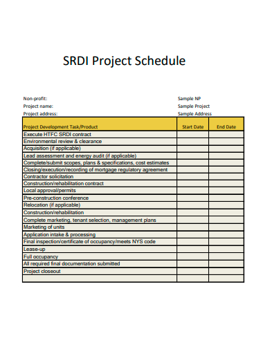 project schedule in pdf