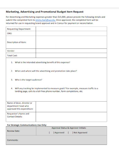 promotional budget request form 