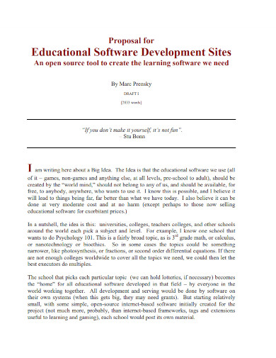 proposal for educational software development sites