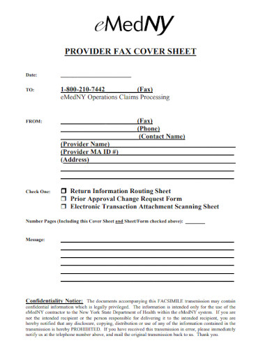 provider fax sheet