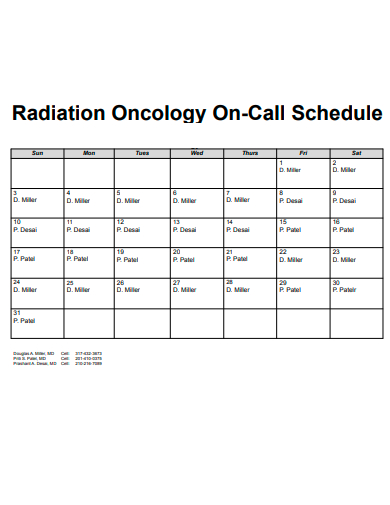 radiation on call schedule