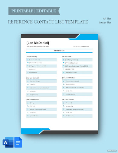 reference contact list