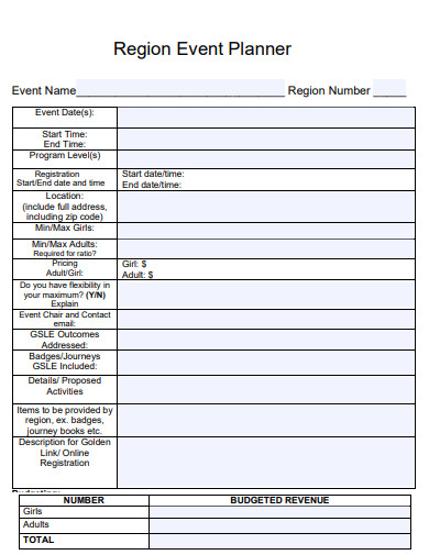 region event planner