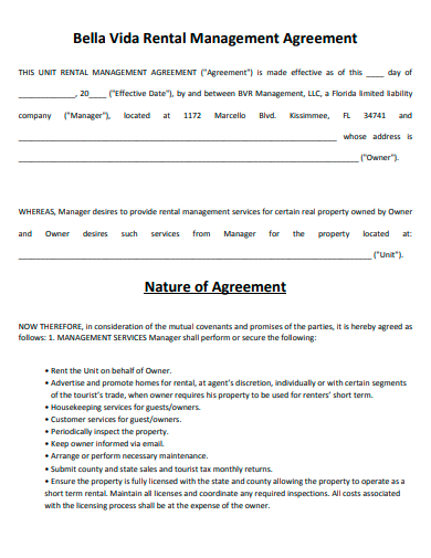 rental management agreement example