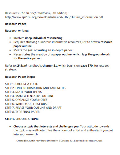 research paper writing outline