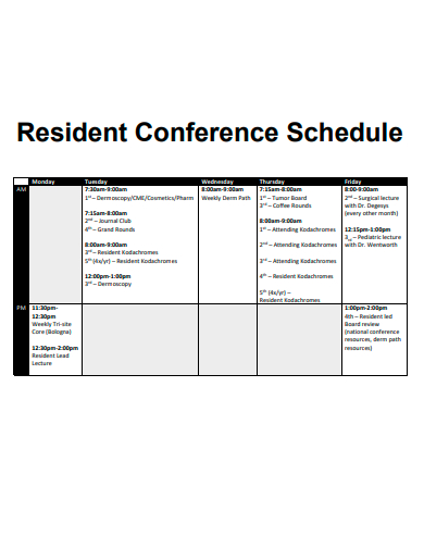 resident conference schedule