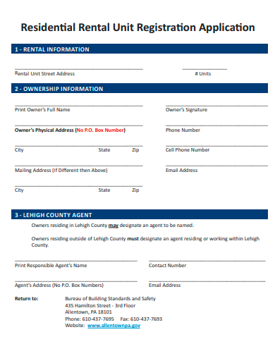 residential rental unit registration application