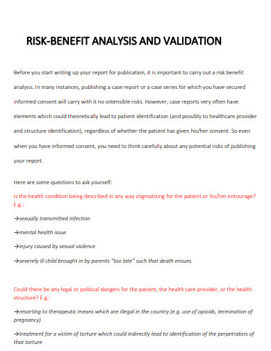 risk benefit analysis and validation