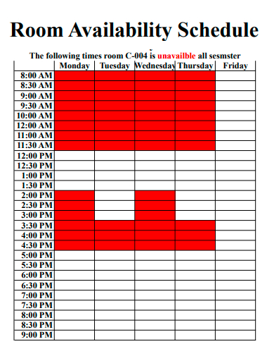 room availability schedule