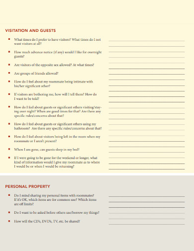 roommate agreement workbook template
