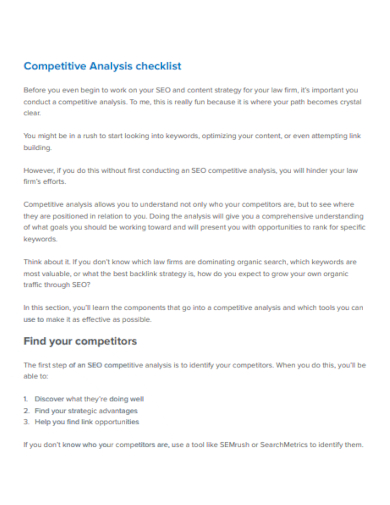 seo competitive analysis checklist