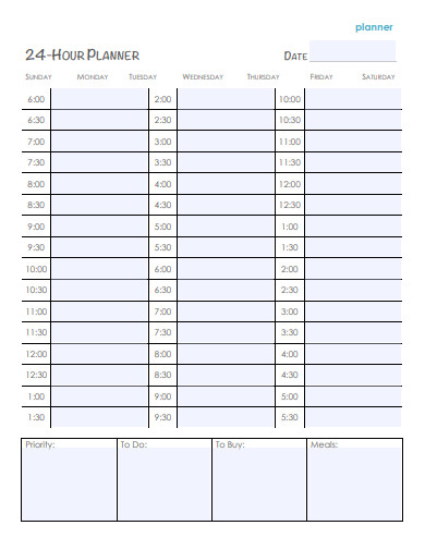 sample 24 hours planner