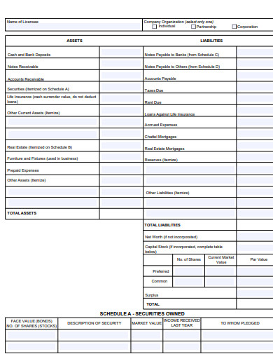 sample business balance sheet